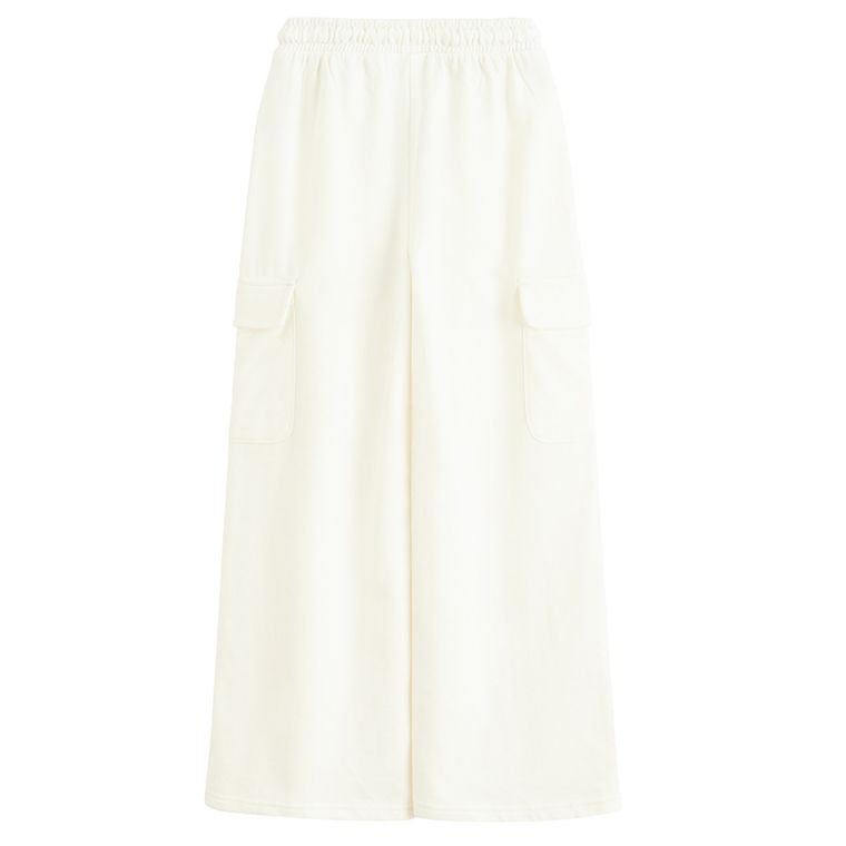 Cool Club, Pantaloni trening pentru fete, wide, ecru