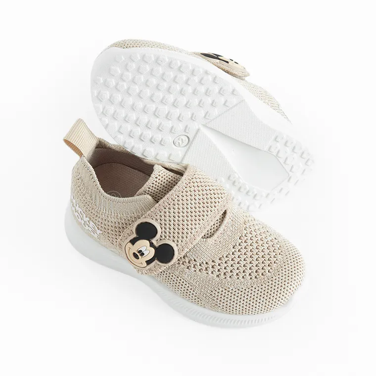 Cool Club, Pantofi sport pentru baieti, bej, imprimeu Mickey Mouse