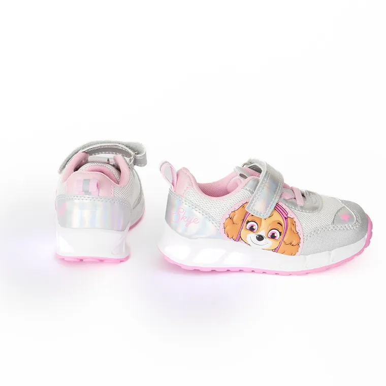 Cool Club, Pantofi sport pentru fete, argintiu, talpa cu leduri, imprimeu Paw Patrol