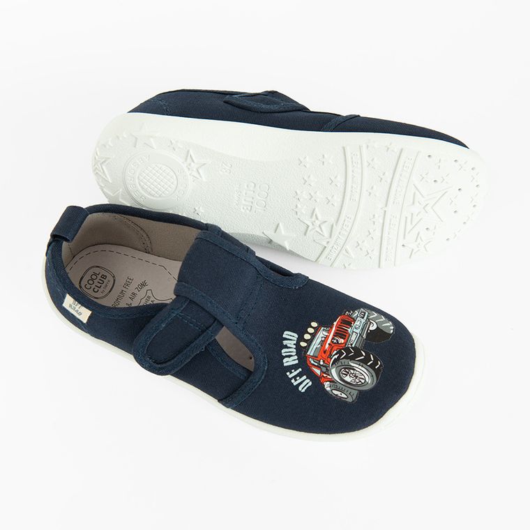 Cool Club, Papuci de casa pentru baieti, bleumarin, brant din piele