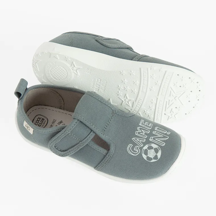 Cool Club, Papuci de casa pentru baieti, gri, brant din piele