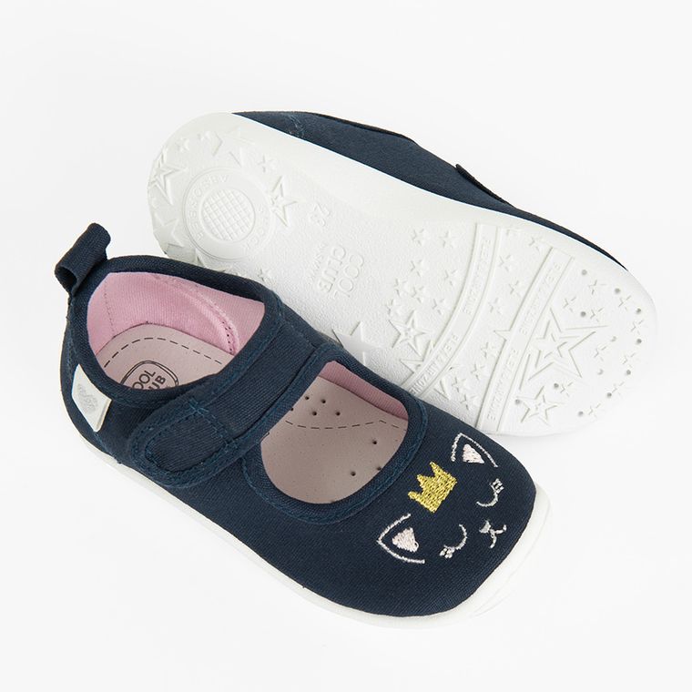 Cool Club, Papuci de casa pentru fete, bleumarin, brant din piele