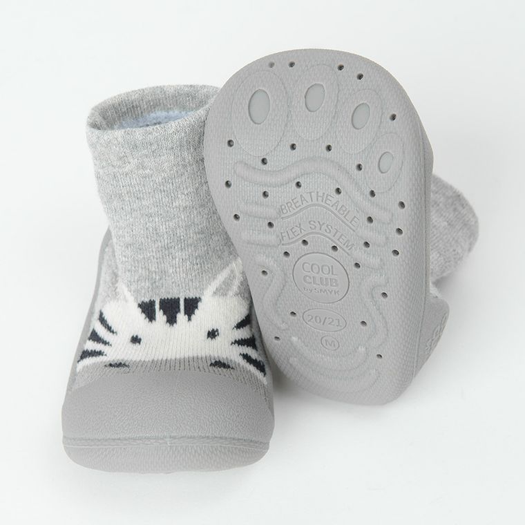 Cool Club, Papuci de casa tip soseta pentru baieti, gri