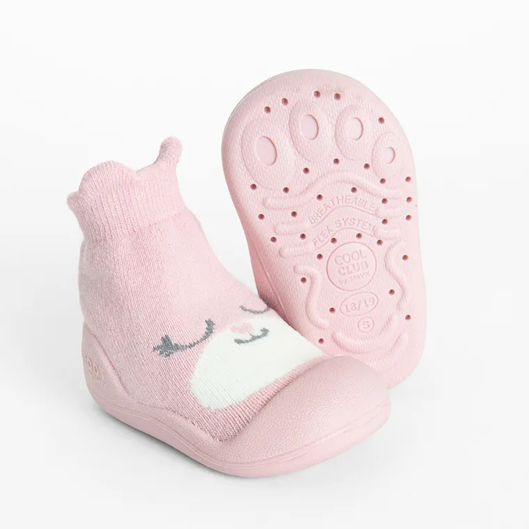 Cool Club, Papuci de casa tip soseta pentru fete, roz, talpa Barefoot