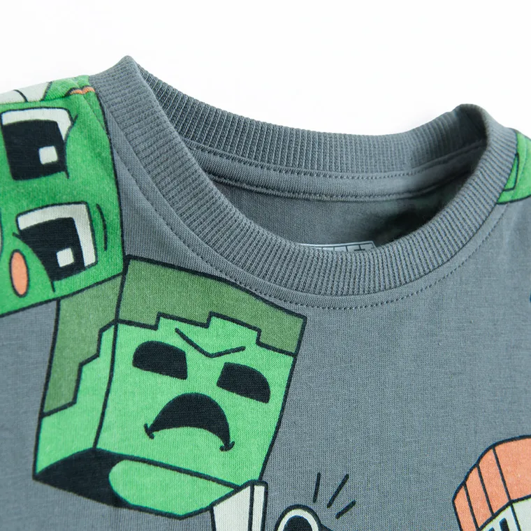 Cool Club, Pijama pentru baieti, gri, imprimeu Minecraft