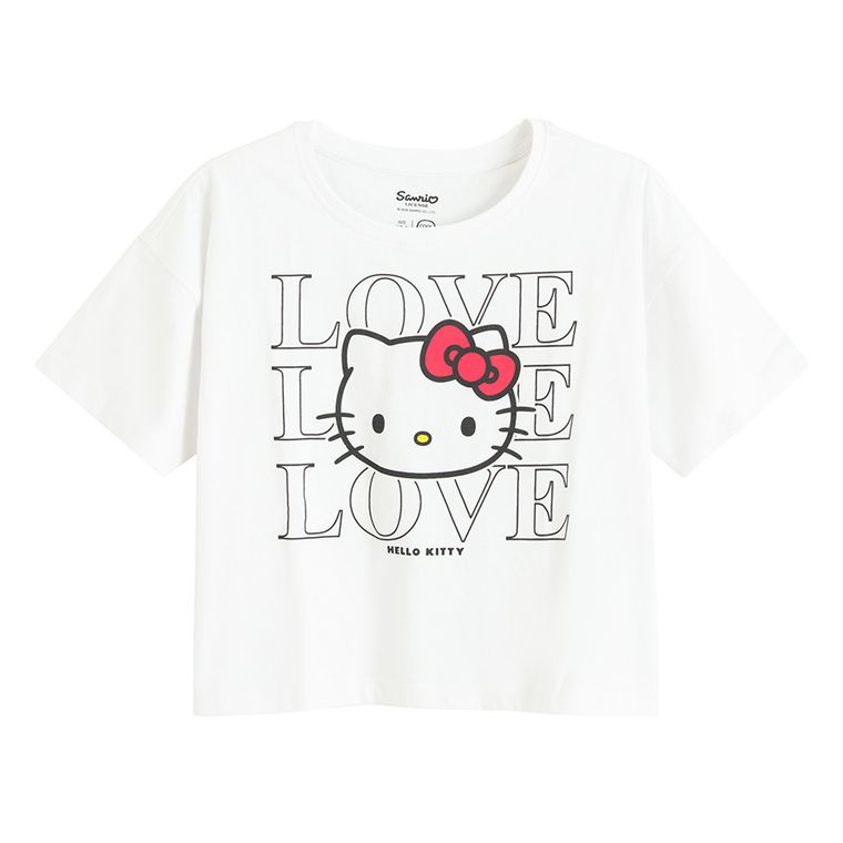 Cool Club, Pijama pentru fete, alb-roz, imprimeu Hello Kitty