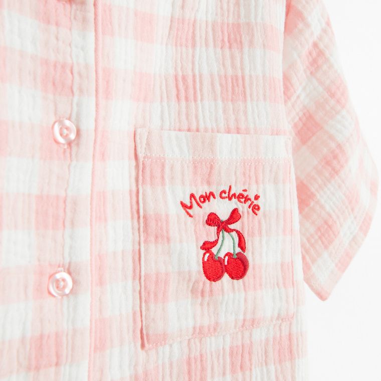 Cool Club, Pijama pentru fete, muselina, alb-roz