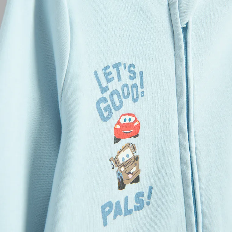 Cool Club, Pijama tip salopeta pentru baieti, albastru, imprimeu Cars, set, 2 buc.