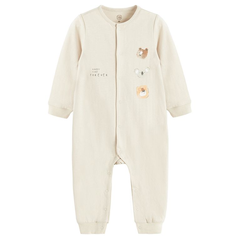 Cool Club, Pijama tip salopeta pentru baieti, bej, set, 2 buc.