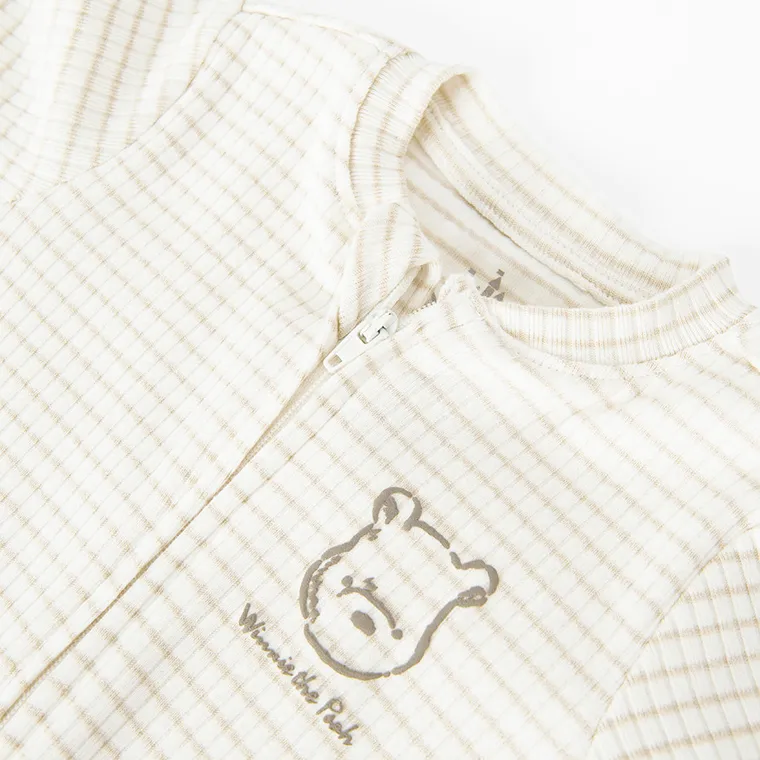 Cool Club, Pijama tip salopeta pentru bebelusi, bej, imprimeu Winnie the Pooh