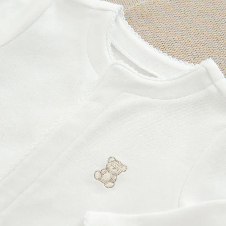 Cool Club, Pijama tip salopeta pentru bebelusi, bumbac organic, alb