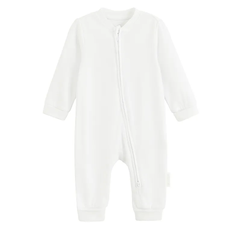 Cool Club, Pijama tip salopeta pentru bebelusi, bumbac organic, alb, set, 2 buc.