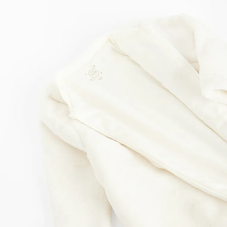 Cool Club, Pijama tip salopeta pentru bebelusi, calduroasa, ecru