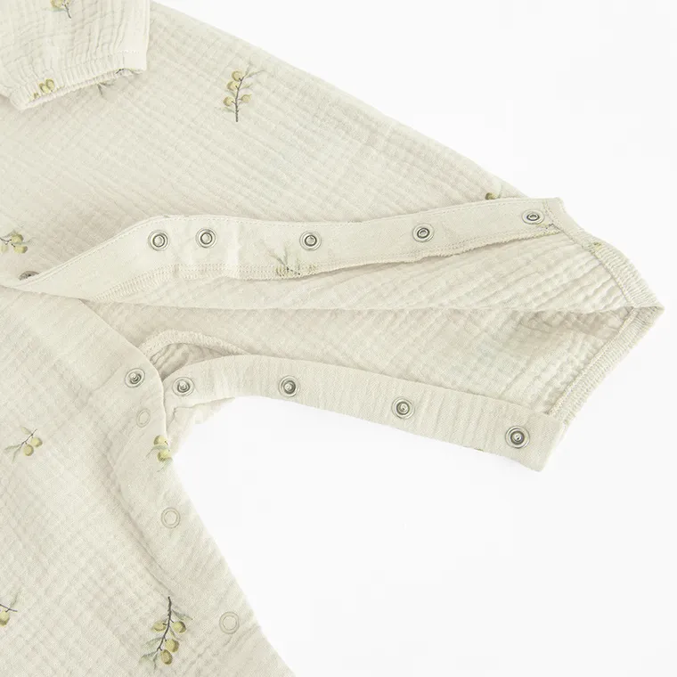 Cool Club, Pijama tip salopeta pentru bebelusi, muselina, bej