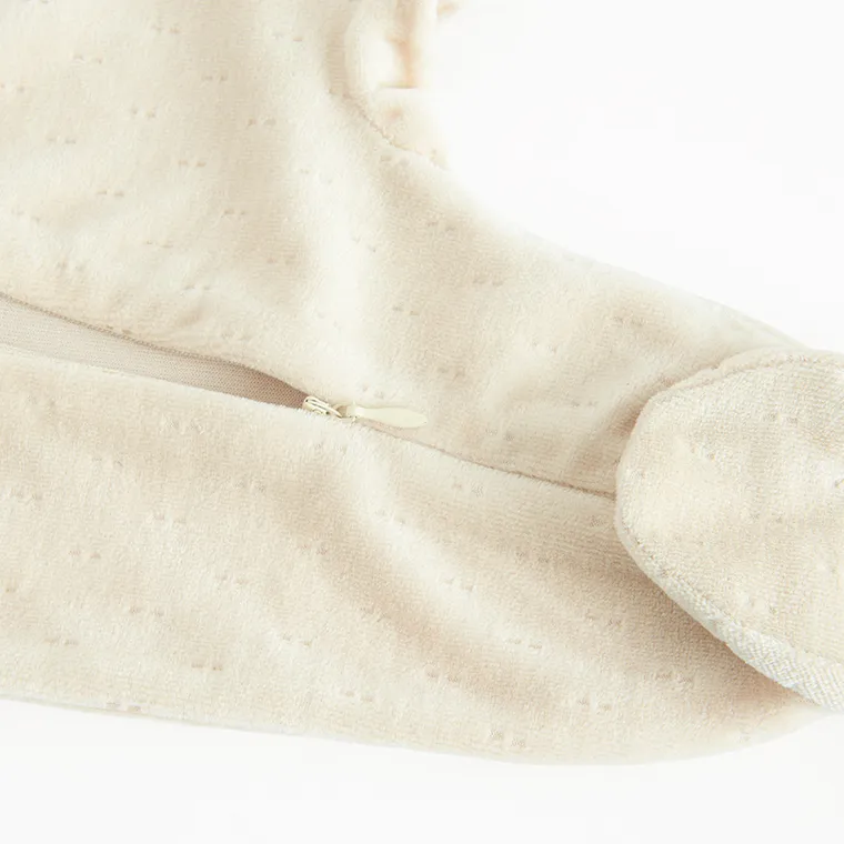 Cool Club, Pijama tip salopeta pentru bebelusi, velur, bej