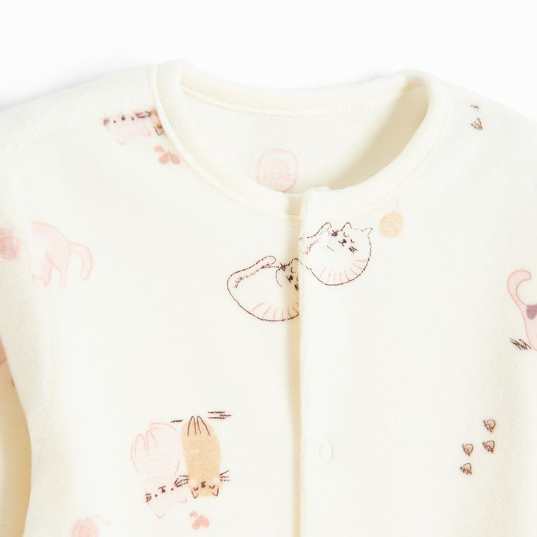 Cool Club, Pijama tip salopeta pentru fete, velur, alb