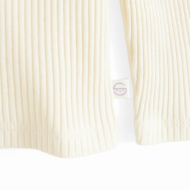 Cool Club, Pulover cu guler inalt pentru fete, din tricot striat, alb