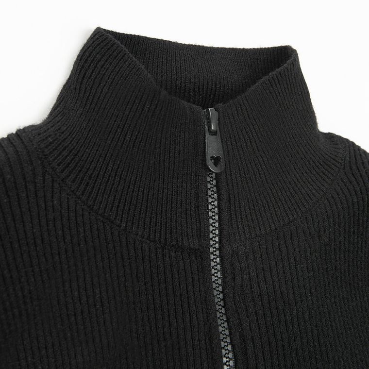 Cool Club, Pulover pentru fete, cu fermoar, crop top, negru
