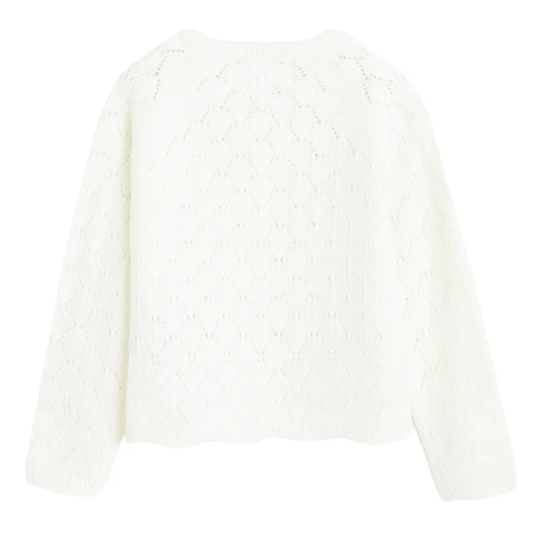 Cool Club, Pulover pentru fete, cu nasturi, alb