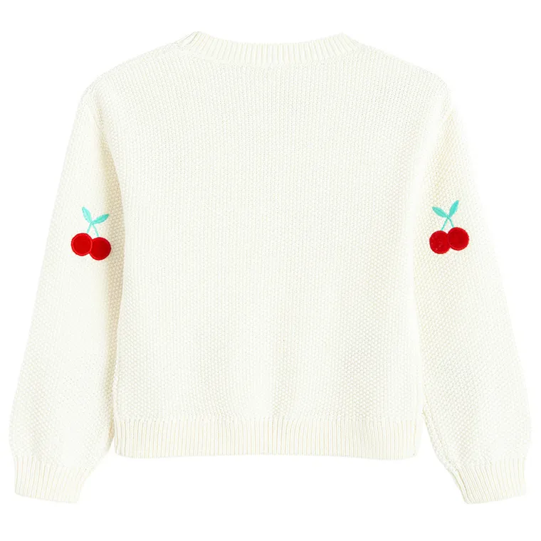 Cool Club, Pulover pentru fete, cu nasturi, alb