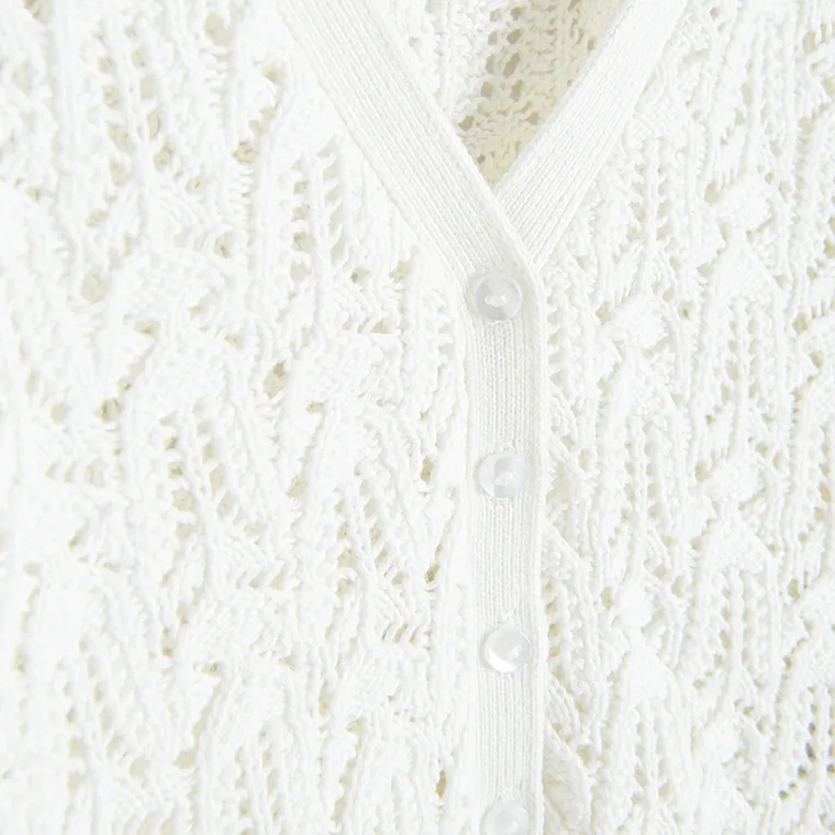 Cool Club, Pulover pentru fete, cu nasturi, alb