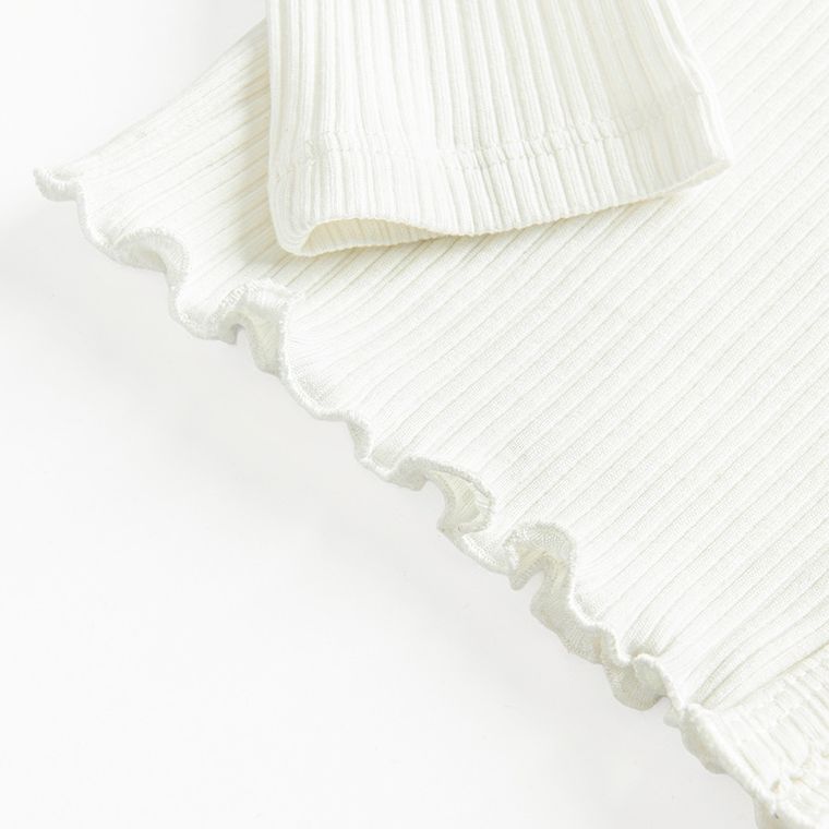 Cool Club, Pulover pentru fete, cu nasturi, din tricot striat, alb