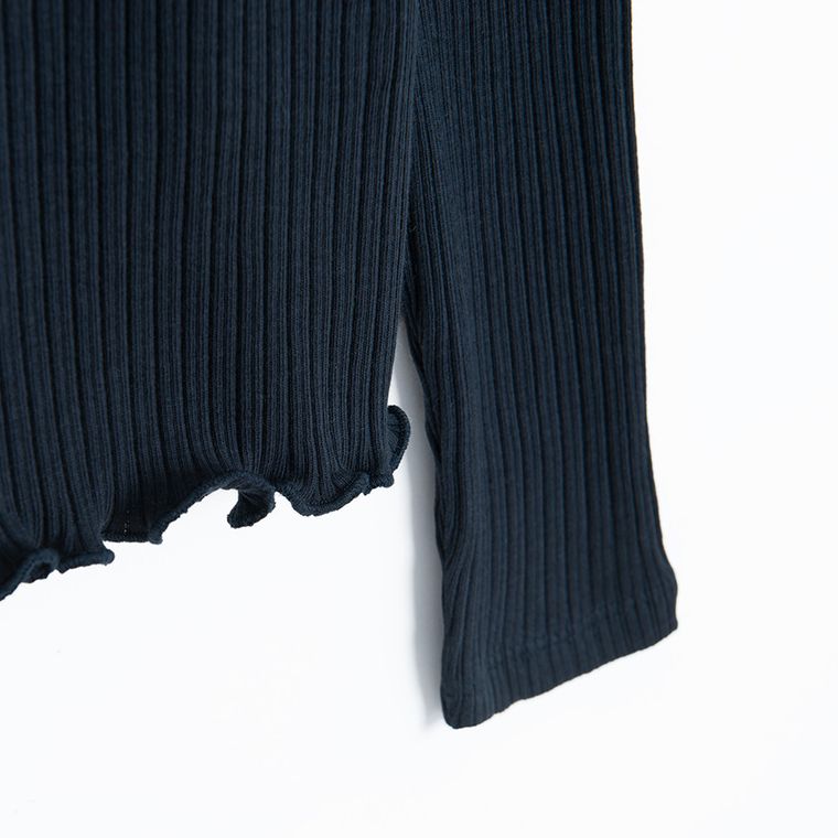 Cool Club, Pulover pentru fete, cu nasturi, din tricot striat, bleumarin