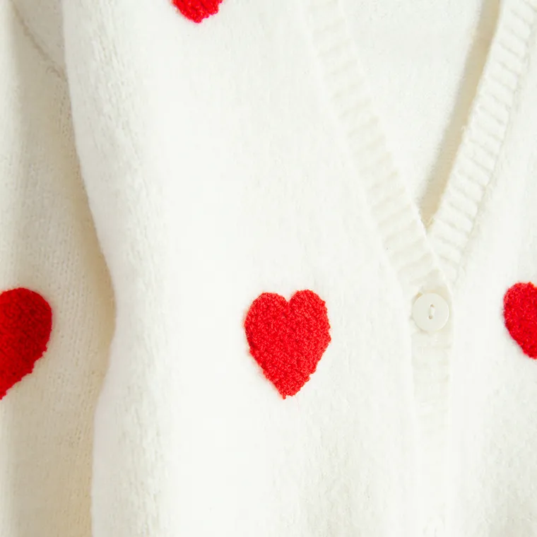 Cool Club, Pulover pentru fete, cu nasturi, ecru