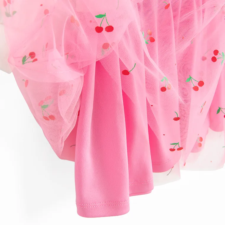 Cool Club, Rochie cu maneca lunga pentru fete, alb-roz