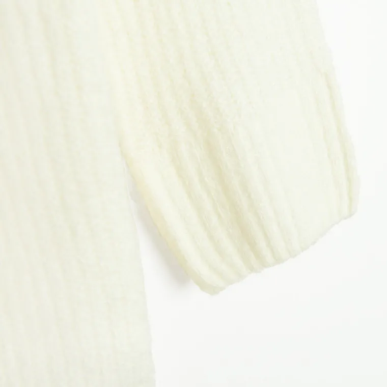 Cool Club, Rochie cu maneca lunga pentru fete, din tricot, alb