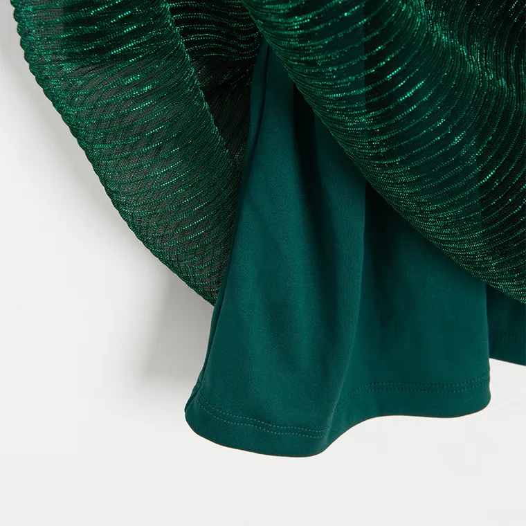 Cool Club, Rochie cu maneca lunga pentru fete, verde inchis