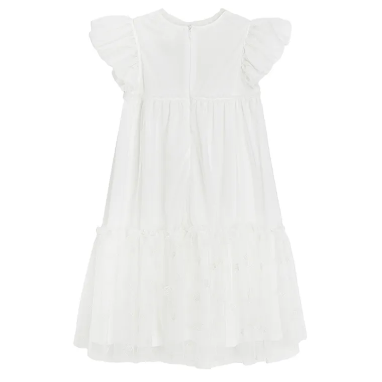Cool Club, Rochie cu maneca scurta pentru fete, alb