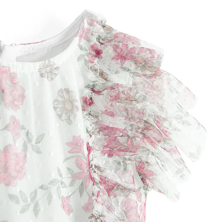 Cool Club, Rochie cu maneca scurta pentru fete, alb