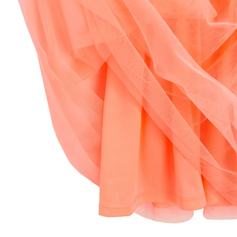 Cool Club, Rochie cu maneca scurta pentru fete, alb-portocaliu