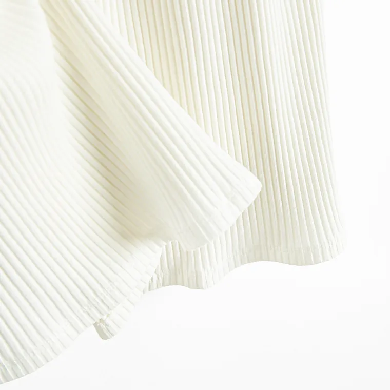 Cool Club, Rochie cu maneca scurta pentru fete, din tricot striat, alb