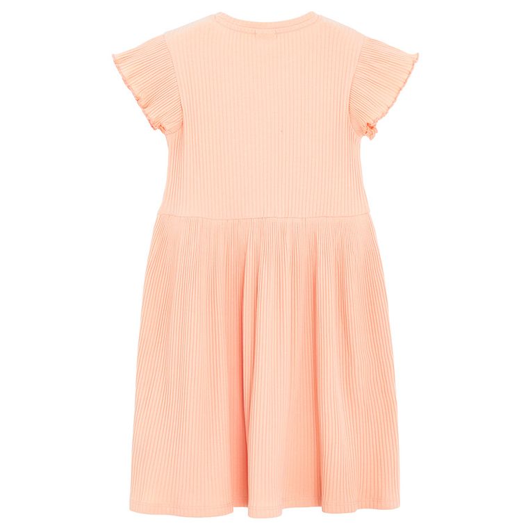 Cool Club, Rochie cu maneca scurta pentru fete, din tricot striat, portocaliu