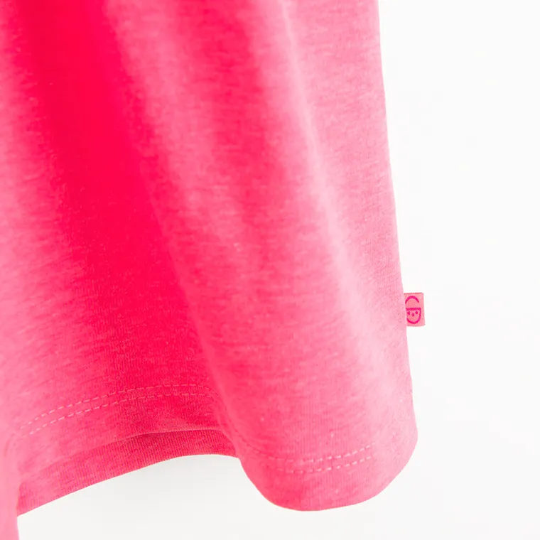 Cool Club, Rochie cu maneca scurta pentru fete, roz fluo