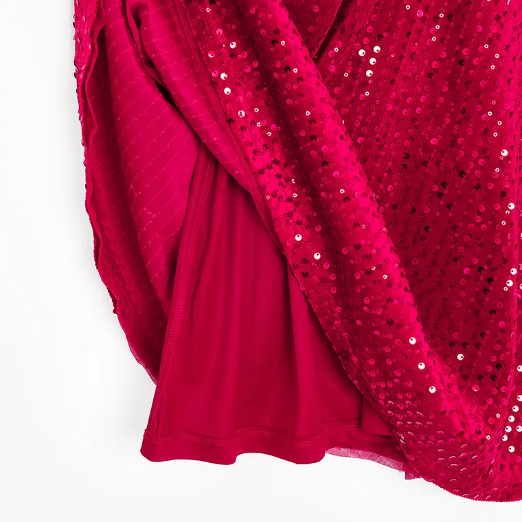 Cool Club, Rochie cu maneca scurta pentru fete, velur, rosu