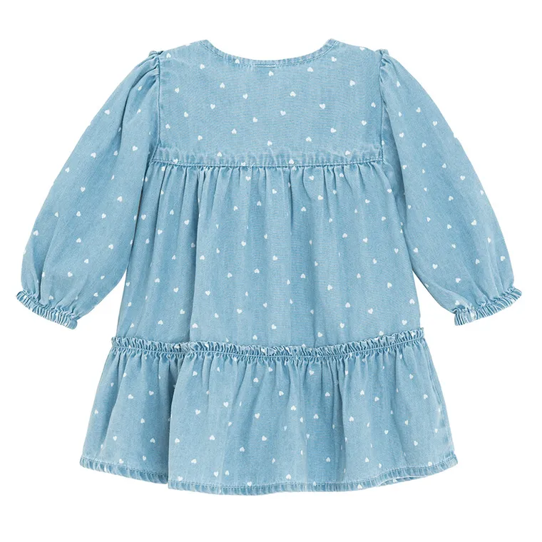 Cool Club, Rochie de blugi cu maneca lunga pentru fete, albastru