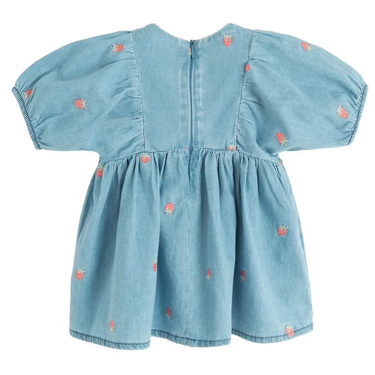 Cool Club, Rochie de blugi pentru fete cu maneca scurta, albastru