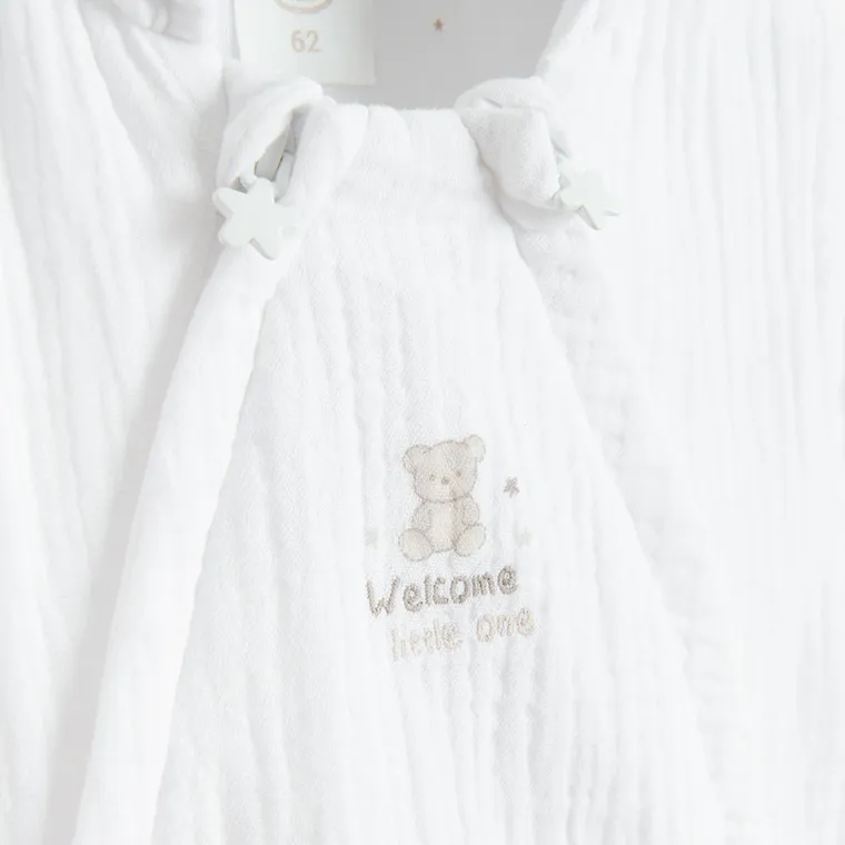 Cool Club, Salopeta cu gluga pentru bebelusi, muselina, alb