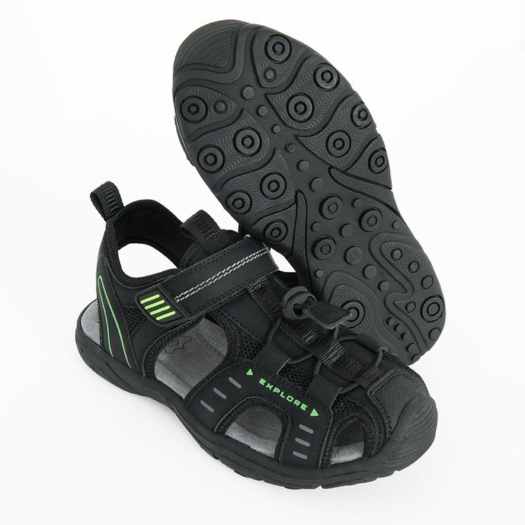 Cool Club, Sandale pentru baieti, brant din piele, negru