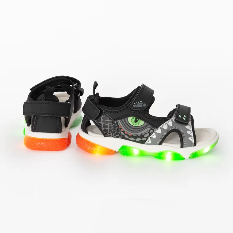 Cool Club, Sandale pentru baieti, negru, talpa cu leduri