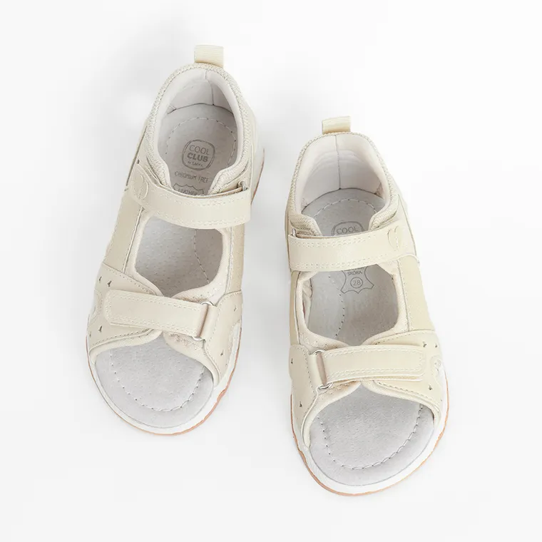 Cool Club, Sandale pentru fete, ecru, brant din piele
