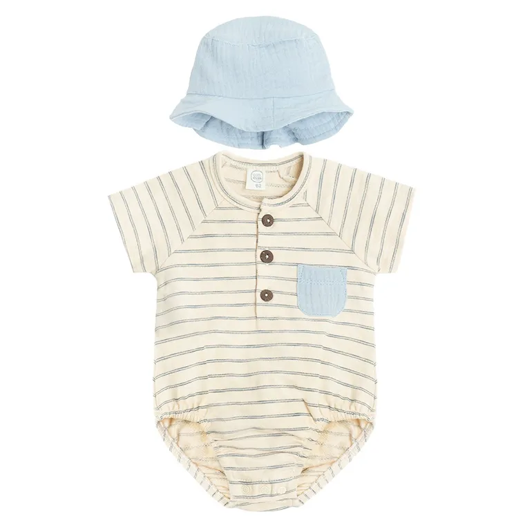 Cool Club, Set pentru baieti, Body cu maneca scurta, Palarie, mix