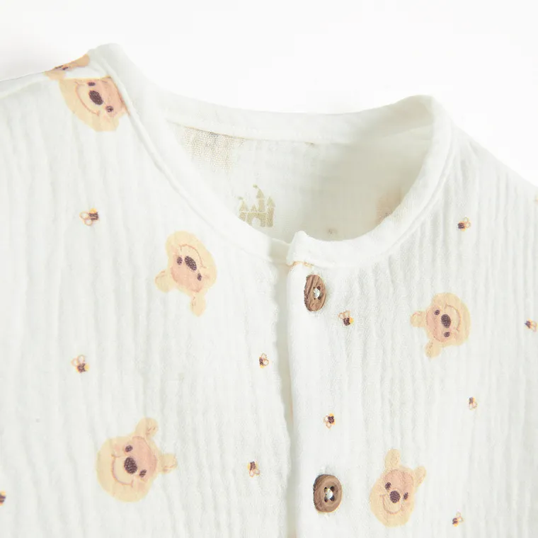 Cool Club, Set pentru baieti, Camasa cu maneca scurta, Pantaloni scurti, muselina, alb, imprimeu Winnie the Pooh