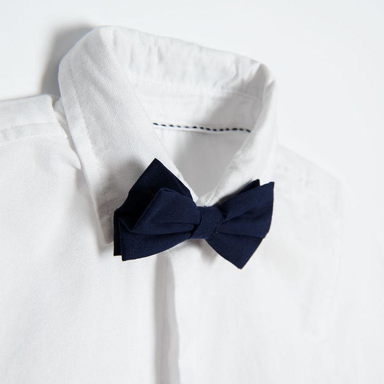 Cool Club, Set pentru baieti, Camasa cu maneca scurta, Papion pentru baieti, alb-bleumarin