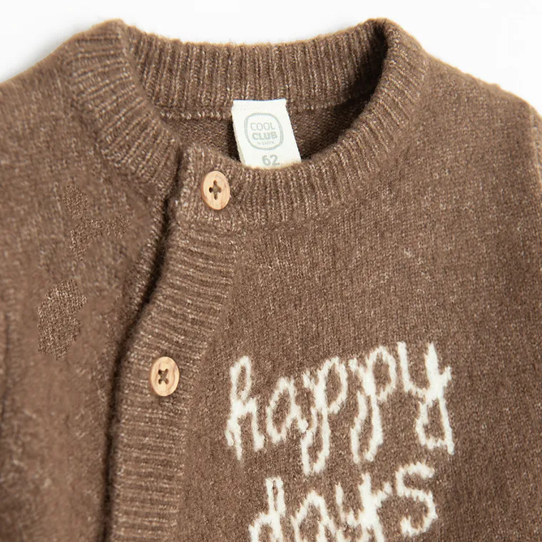 Cool Club, Set pentru baieti, Pulover cu nasturi, Pantaloni, maro