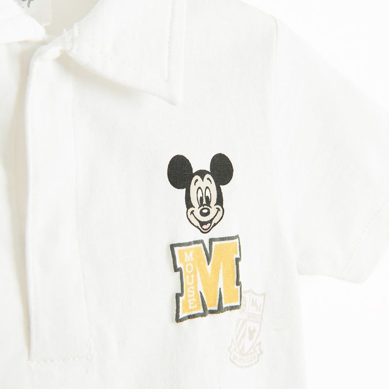 Cool Club, Set pentru baieti, Tricou polo cu maneca scurta, Pantaloni scurti, alb, imprimeu Mickey Mouse