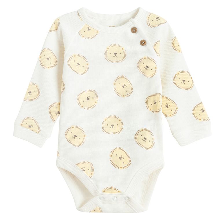 Cool Club, Set pentru bebelusi, Body cu maneca lunga, Pantaloni, din tricot striat, alb